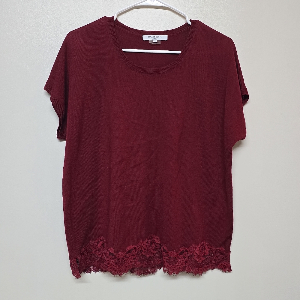 Gerard Darel Womens Designer Luxury Wool Lace Short Sleeve Sweater sz 2 US‎ 6/8
